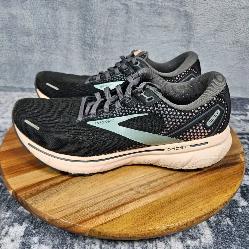 Brooks Ghost 14 Womens Shoes Size 8 Black Pink Athletic Running Walking Sneakers